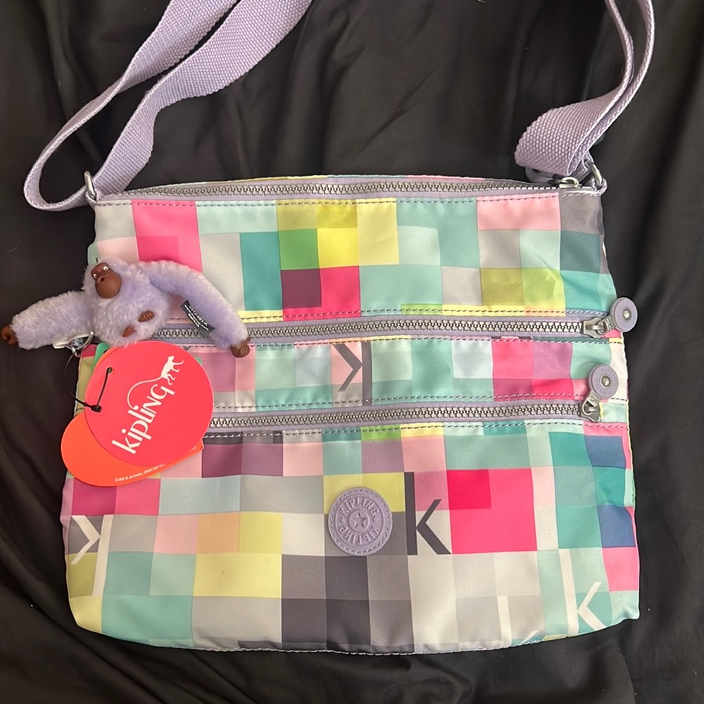 NWT Kipling Squared Colorblock Crossbody Purse